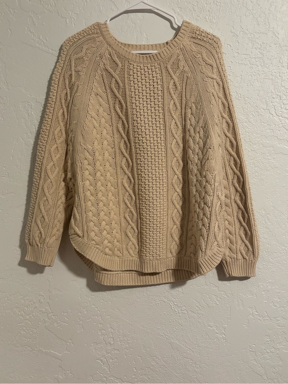 Michael Kors Cream Cable Knit Crewneck Sweater